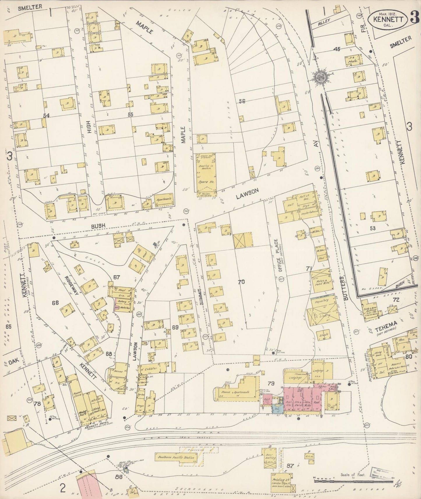 Sanborn Fire Insurance Map from Kennett, Shasta County, California (1912), Sheet #0003 - Historic Sanborn Fire Insurance Map Print, vintage old map wall art, antique decor, genealogy gift, California California map