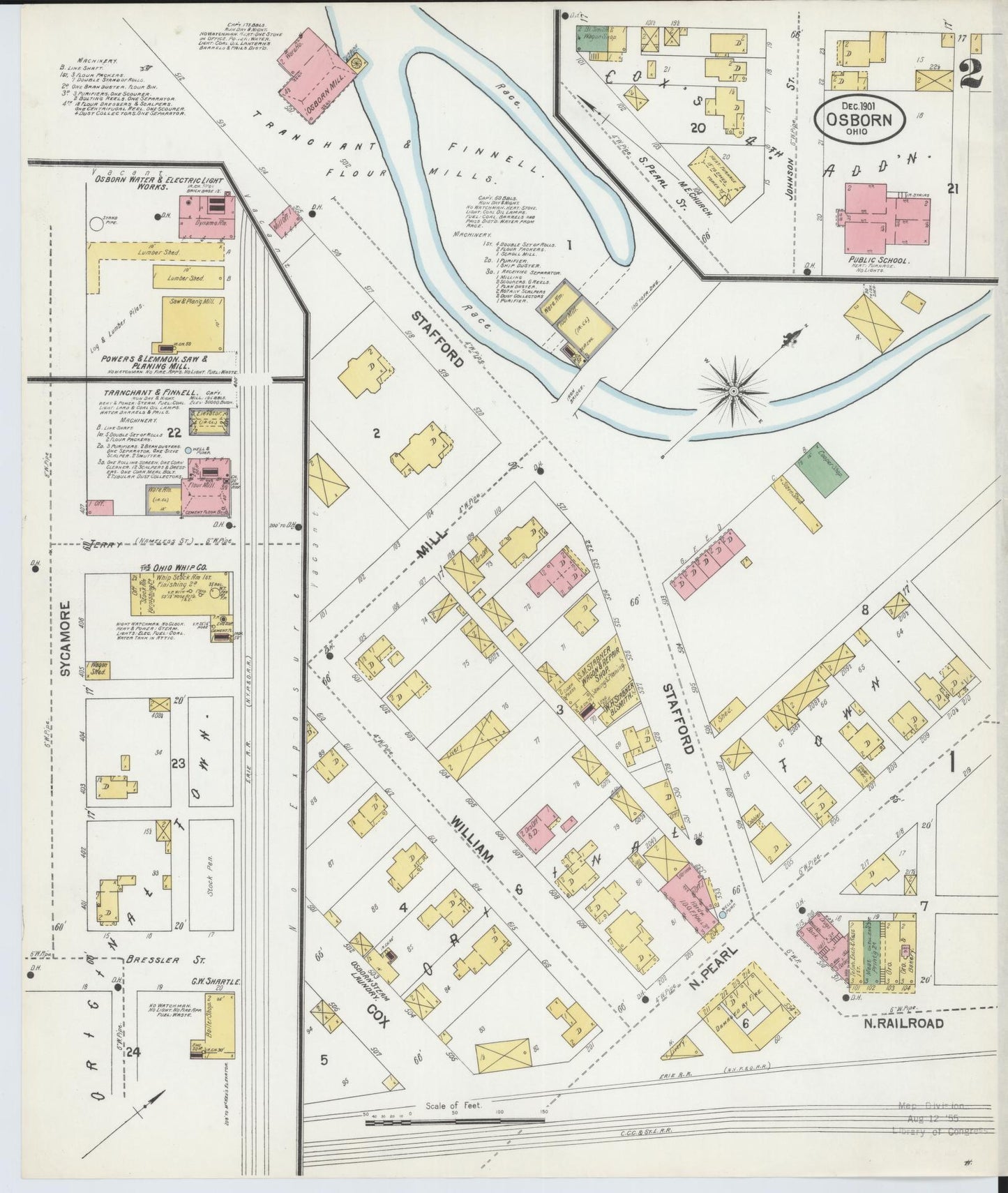 Sanborn Fire Insurance Map from Osborn, Greene County, Ohio (1901), Sheet #0002 - Complete Map Set gallery image, historic Sanborn map, vintage wall art, Ohio Ohio
