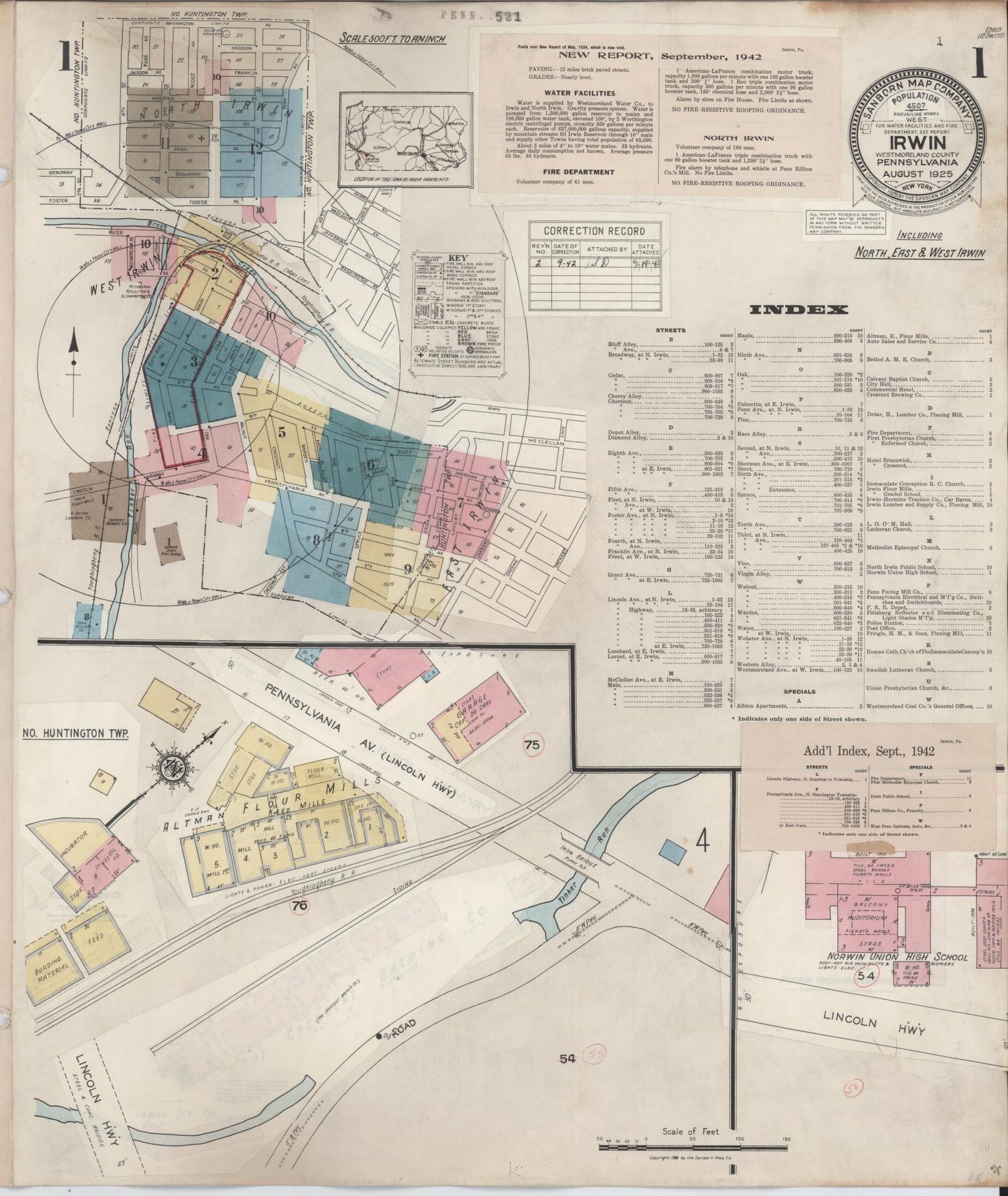 Sanborn Fire Insurance Map from Irwin, Westmoreland County, Pennsylvania. (1942) – Historic Sanborn Fire Insurance Map Print