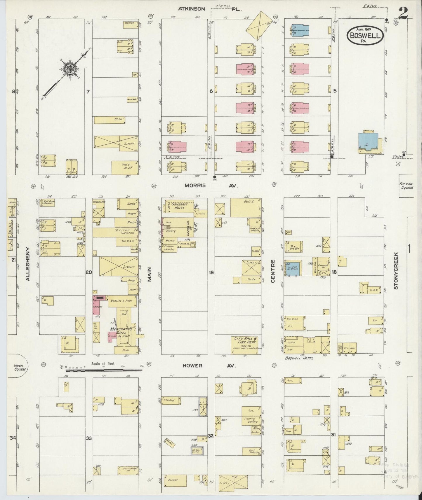 Sanborn Fire Insurance Map from Boswell, Somerset County, Pennsylvania (1910), Sheet #0002 - Historic Sanborn Fire Insurance Map Print, vintage old map wall art, antique decor, genealogy gift, Pennsylvania Pennsylvania map