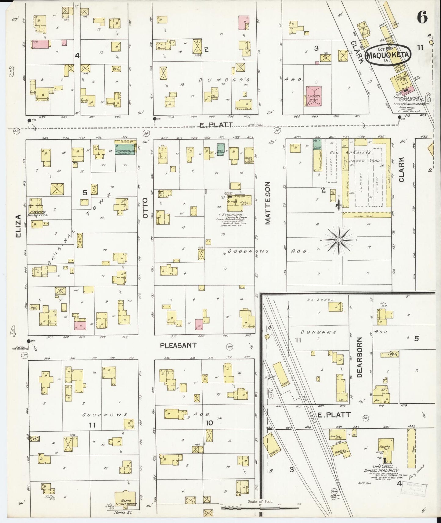 Sanborn Fire Insurance Map from Maquoketa, Jackson County, Iowa (1892), Sheet #0006 - Historic Sanborn Fire Insurance Map Print