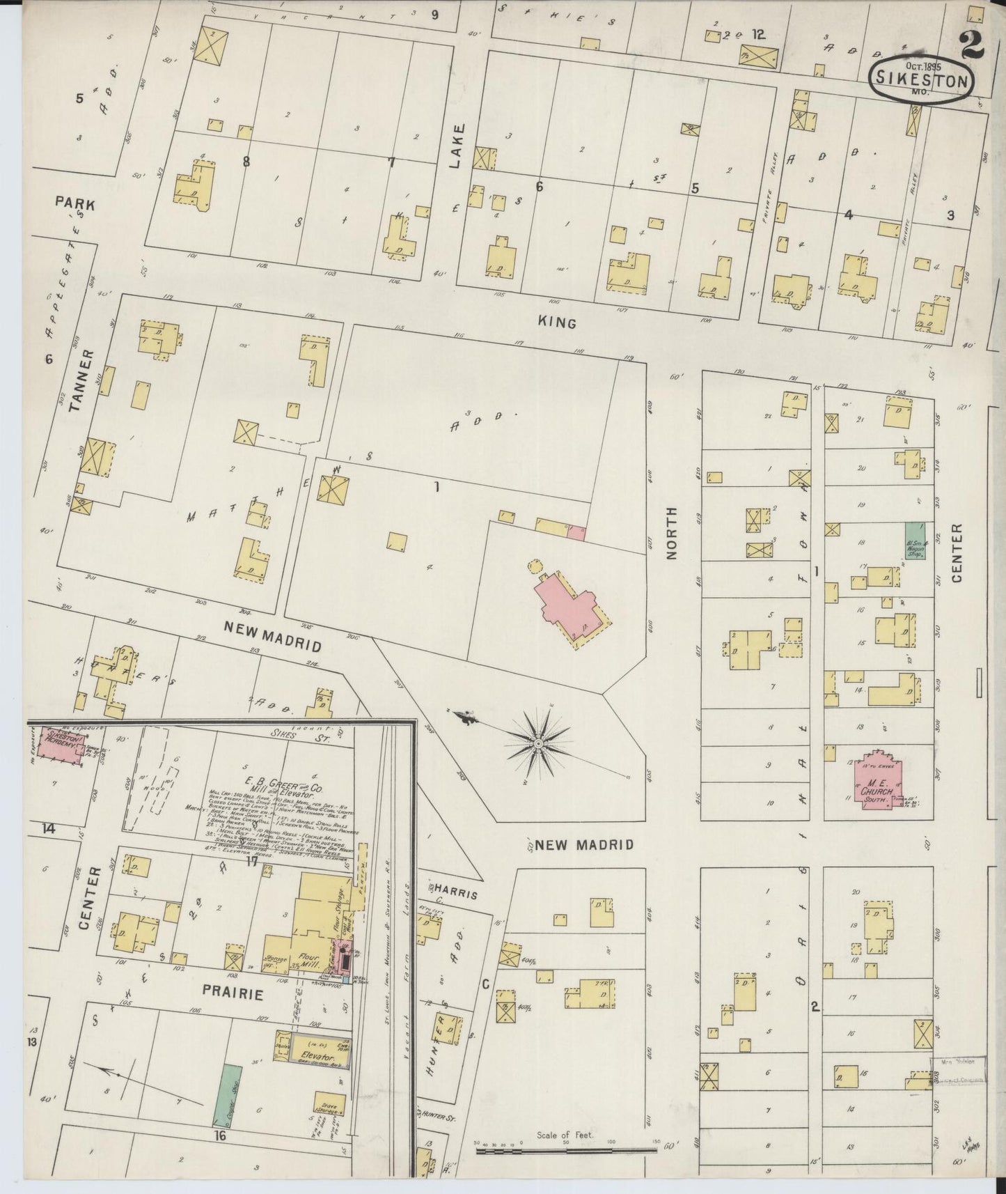 Sanborn Fire Insurance Map from Sikeston, Scott County, Missouri (1895), Sheet #0002 - Complete Map Set gallery image, historic Sanborn map, vintage wall art, Missouri Missouri