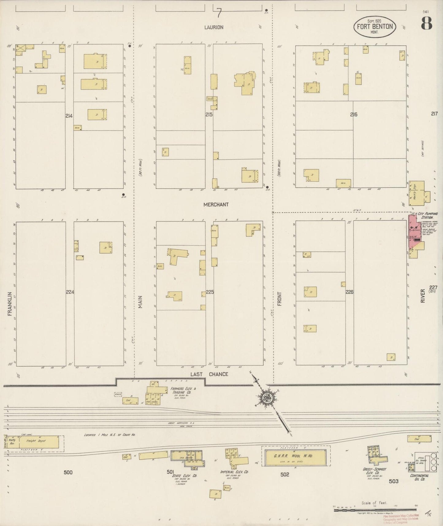 Sanborn Fire Insurance Map from Fort Benton, Chouteau County, Montana (1920), Sheet #0008 - Complete Map Set gallery image, historic Sanborn map, vintage wall art, Montana Montana