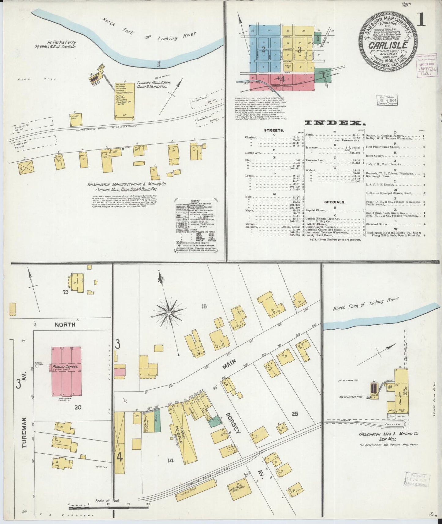 Sanborn Fire Insurance Map from Carlisle, Nicholas County, Kentucky (1903), Sheet #0001 - Historic Sanborn Fire Insurance Map Print, vintage old map wall art, antique decor, genealogy gift, Kentucky Kentucky map