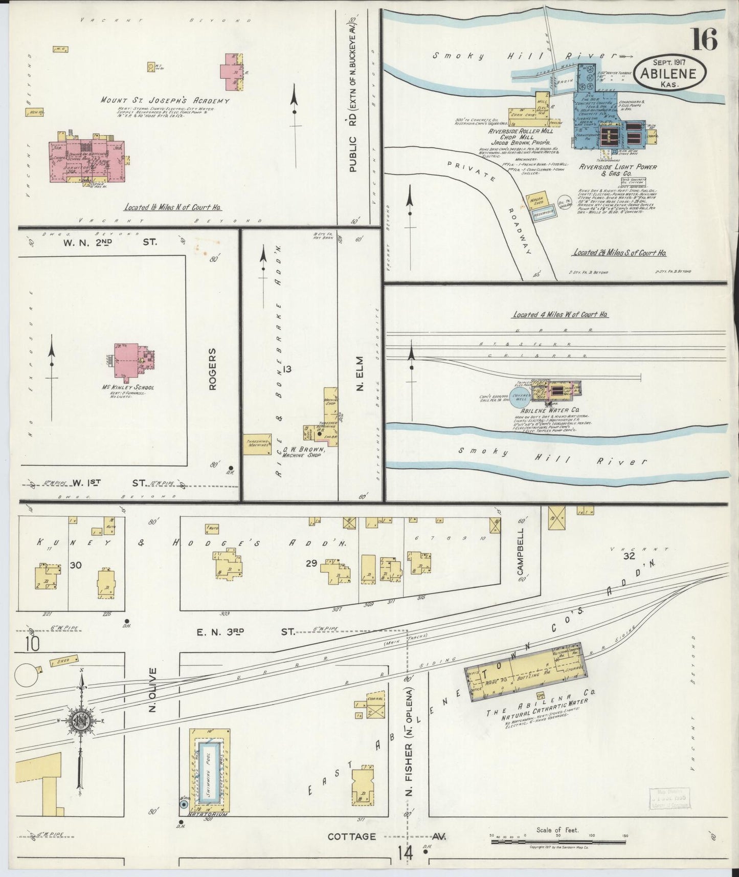 Sanborn Fire Insurance Map from Abilene, Dickinson County, Kansas (1917), Sheet #0016 - Complete Map Set gallery image, historic Sanborn map, vintage wall art, Kansas Kansas
