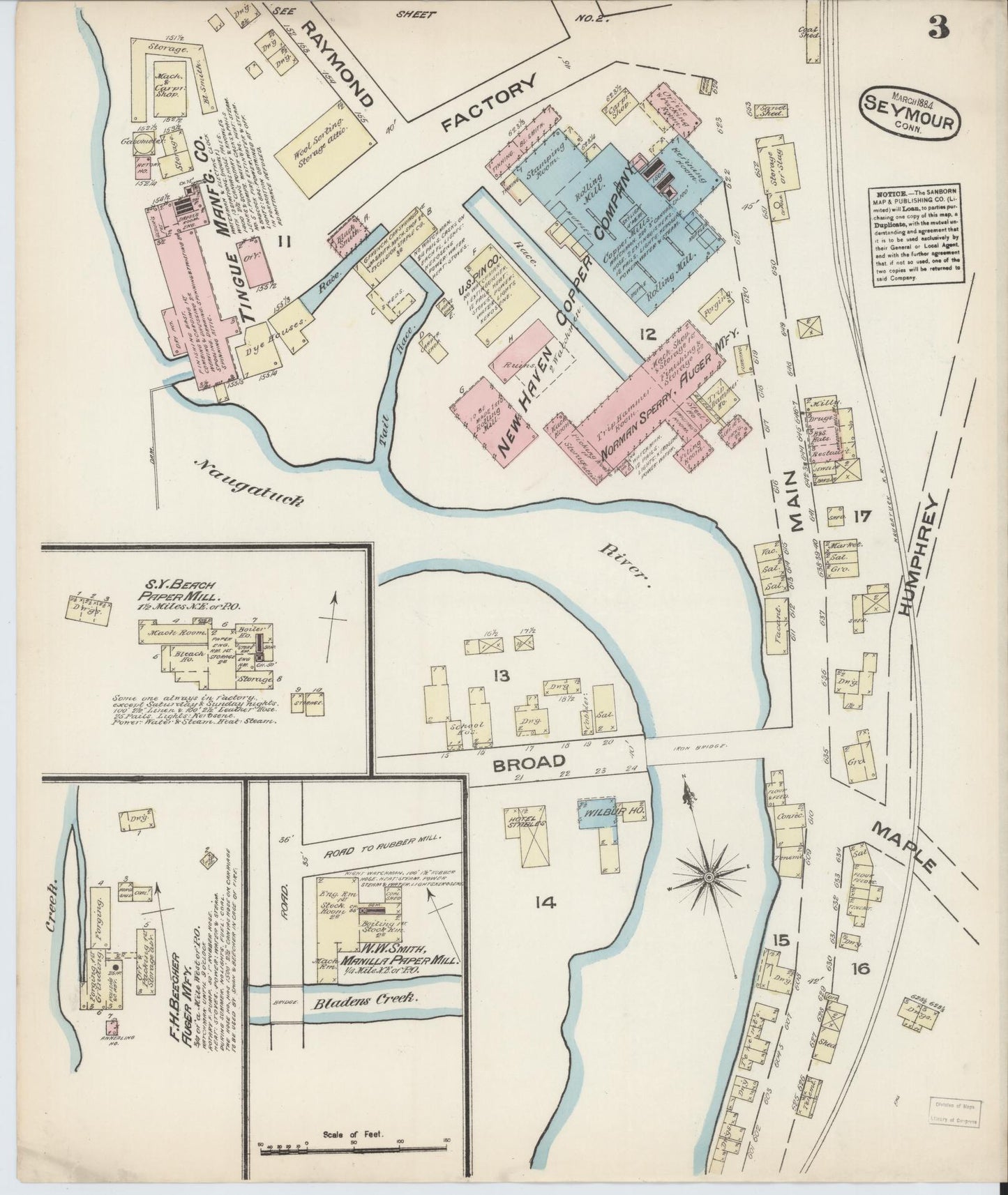 Sanborn Fire Insurance Map from Seymour, New Haven County, Connecticut (1884), Sheet #0003 - Complete Map Set gallery image, historic Sanborn map, vintage wall art, Connecticut Connecticut