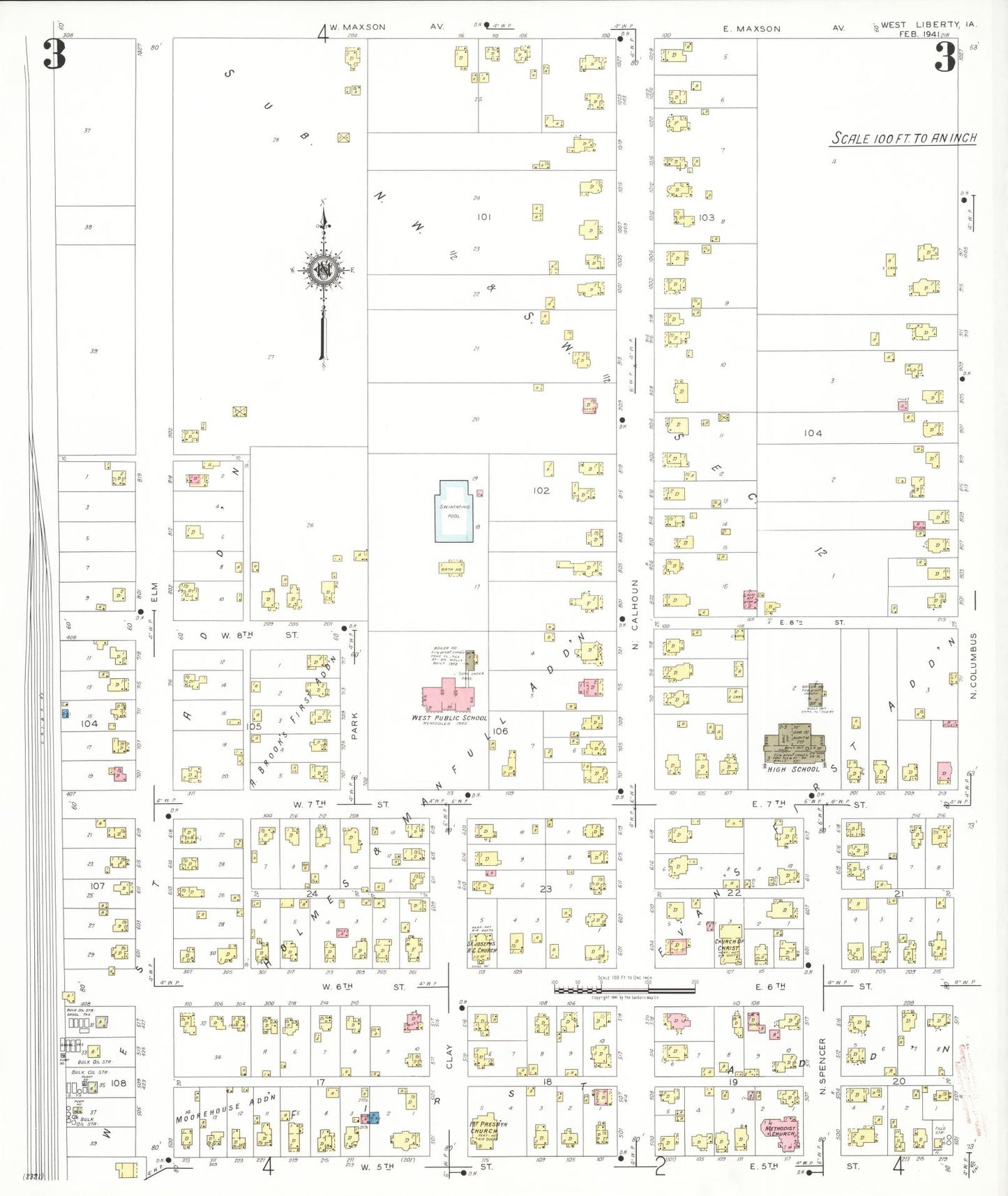 Sanborn Fire Insurance Map from West Liberty, Muscatine County, Iowa (1941), Sheet #0003 - Historic Sanborn Fire Insurance Map Print