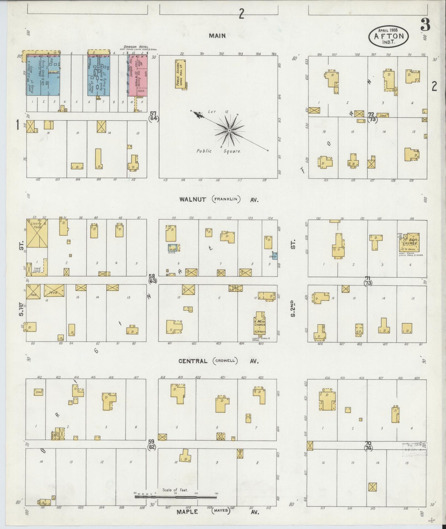 Sanborn Fire Insurance Map from Afton, Ottawa County, Oklahoma (1905), Sheet #0003 - Complete Map Set gallery image, historic Sanborn map, vintage wall art, Oklahoma Oklahoma