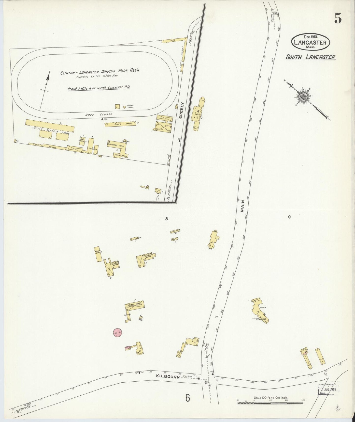 Sanborn Fire Insurance Map from Lancaster, Worcester County, Massachusetts (1910), Sheet #0005 - Historic Sanborn Fire Insurance Map Print, vintage old map wall art, antique decor, genealogy gift, Massachusetts Massachusetts map