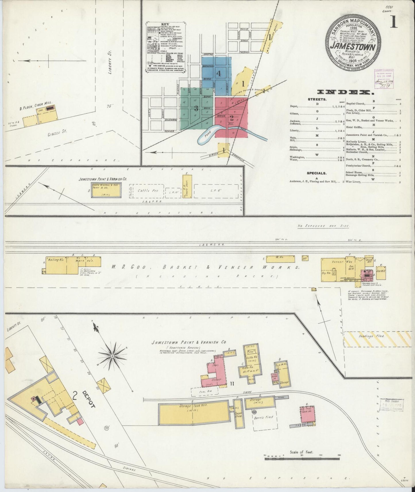 Sanborn Fire Insurance Map from Jamestown, Mercer County, Pennsylvania. (1906) – Historic Sanborn Fire Insurance Map Print