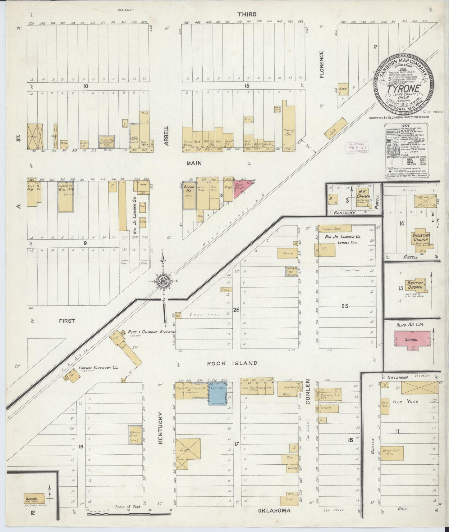 Sanborn Fire Insurance Map from Tyrone, Texas County, Oklahoma (1912), Sheet #0001 - Historic Sanborn Fire Insurance Map Print, vintage old map wall art, antique decor, genealogy gift, Oklahoma Oklahoma map