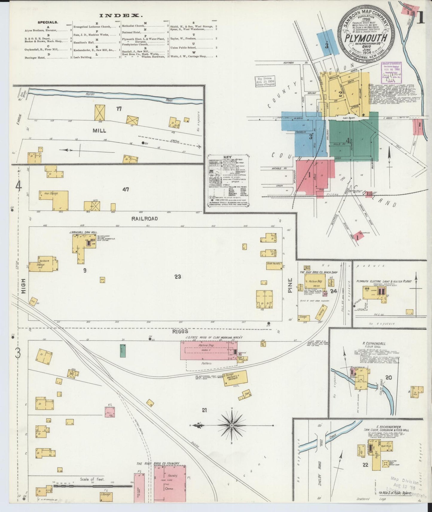 Sanborn Fire Insurance Map from Plymouth, Huron And Richland Counties, Ohio (1904), Sheet #0001 - Historic Sanborn Fire Insurance Map Print, vintage old map wall art, antique decor, genealogy gift, Ohio Ohio map