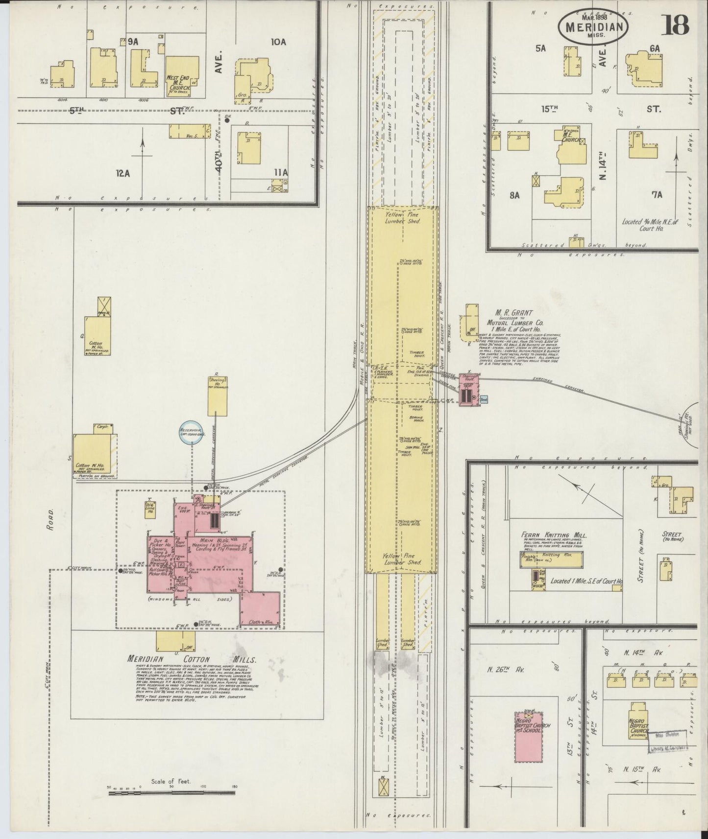 Sanborn Fire Insurance Map from Meridian, Lauderdale County, Mississippi (1898), Sheet #0018 - Historic Sanborn Fire Insurance Map Print, vintage old map wall art, antique decor, genealogy gift, Mississippi Mississippi map