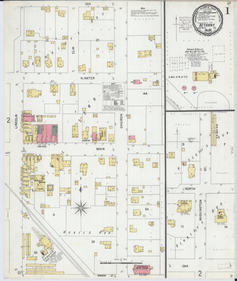 Sanborn Fire Insurance Map from Bethany, Moultrie County, Illinois. (1901) – Map View