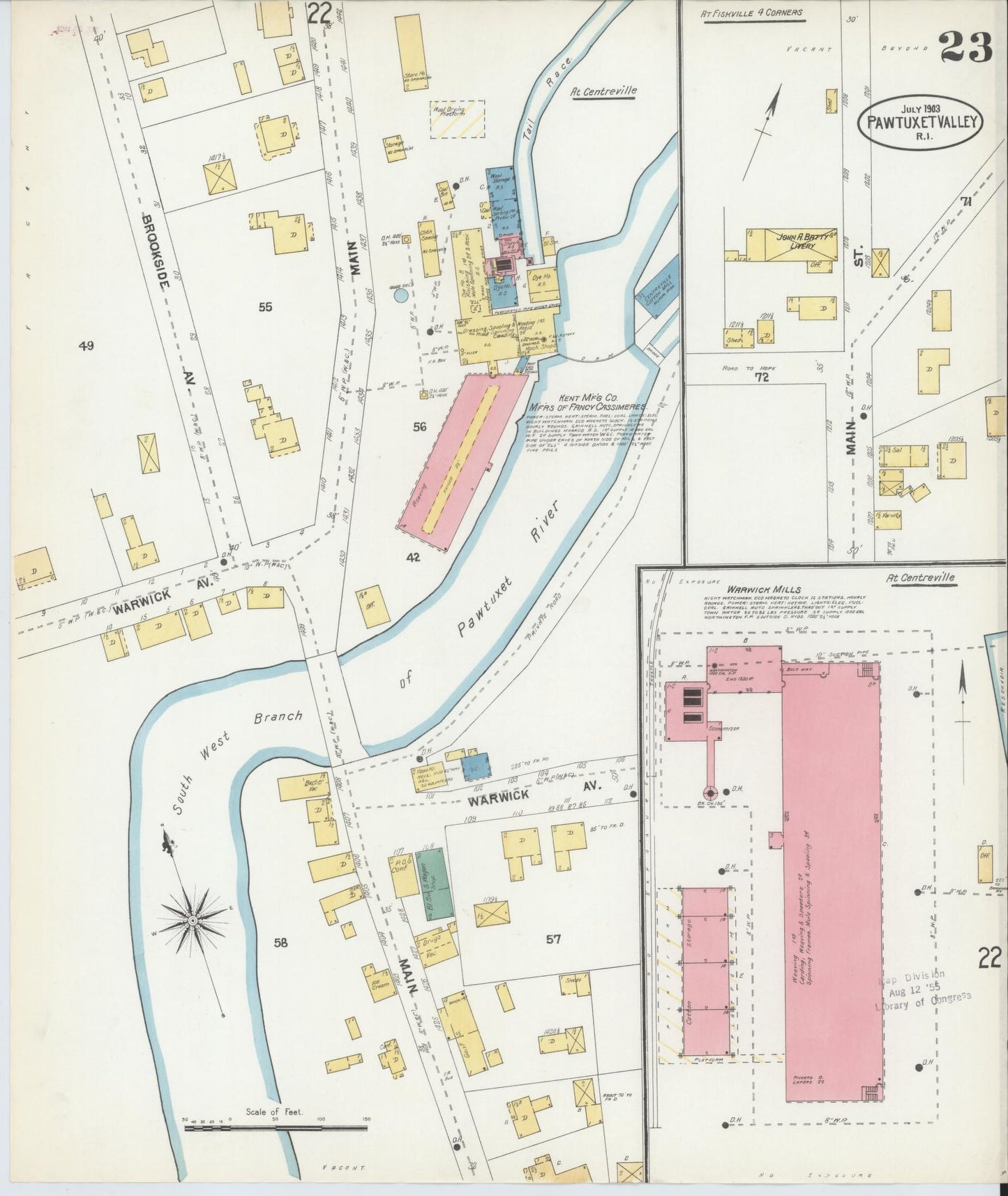 Sanborn Fire Insurance Map from Pawtuxet Valley, Kent and Providence Counties, Rhode Island (1903), Sheet #0023 - Historic Sanborn Fire Insurance Map Print, vintage old map wall art, antique decor, genealogy gift, Washington Washington map