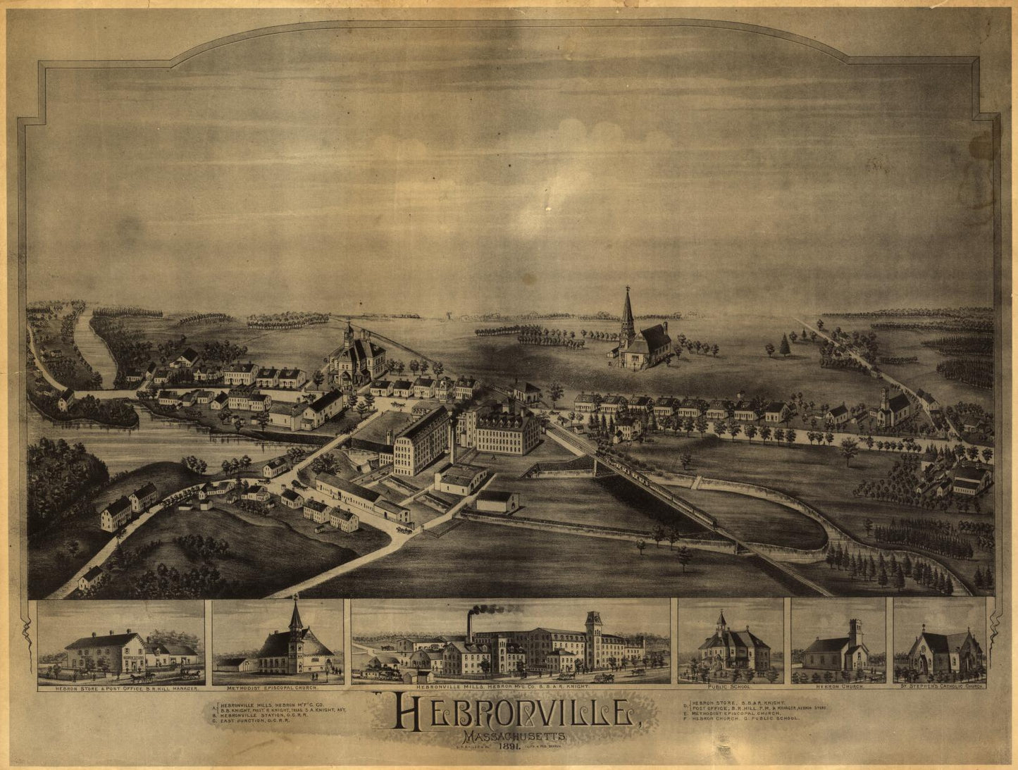 Hebronville, Massachusetts. (1891) – Historic Bird’s-Eye View Panorama Print