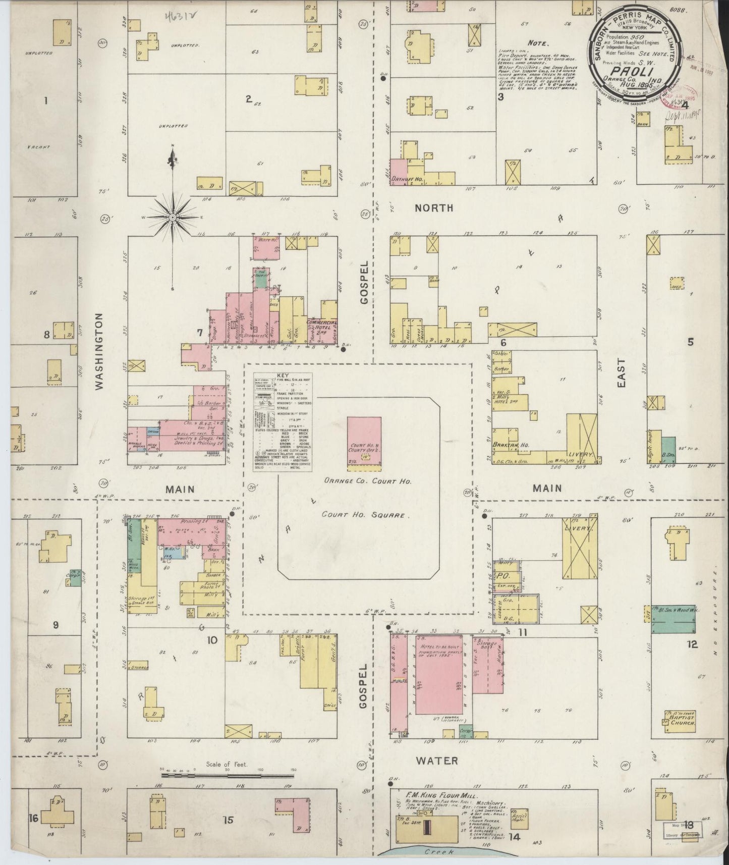 Sanborn Fire Insurance Map from Paoli, Orange County, Indiana. (1895) – Historic Sanborn Fire Insurance Map Print