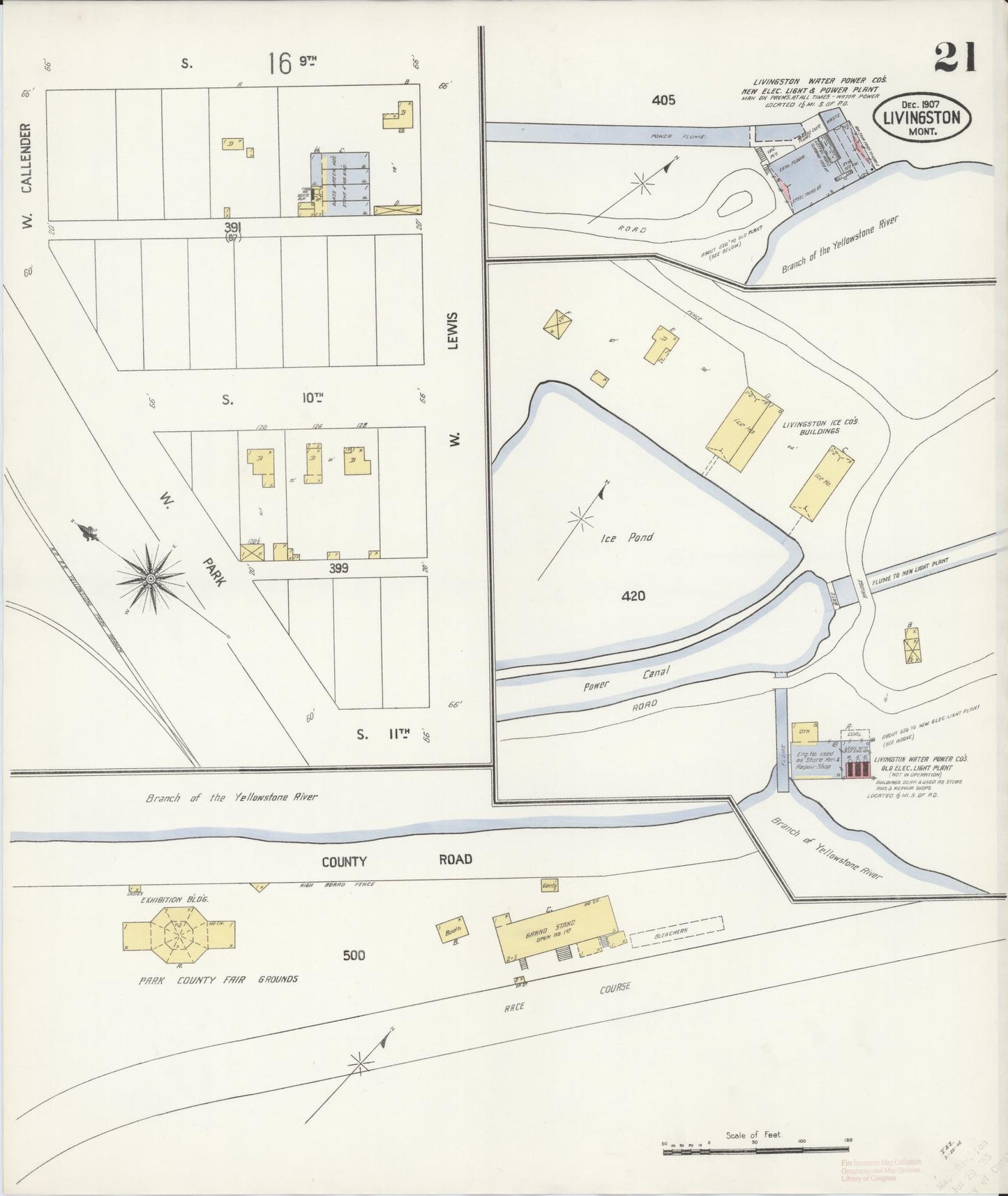 Sanborn Fire Insurance Map from Livingston, Park County, Montana (1907), Sheet #0021 - Complete Map Set gallery image, historic Sanborn map, vintage wall art, Montana Montana