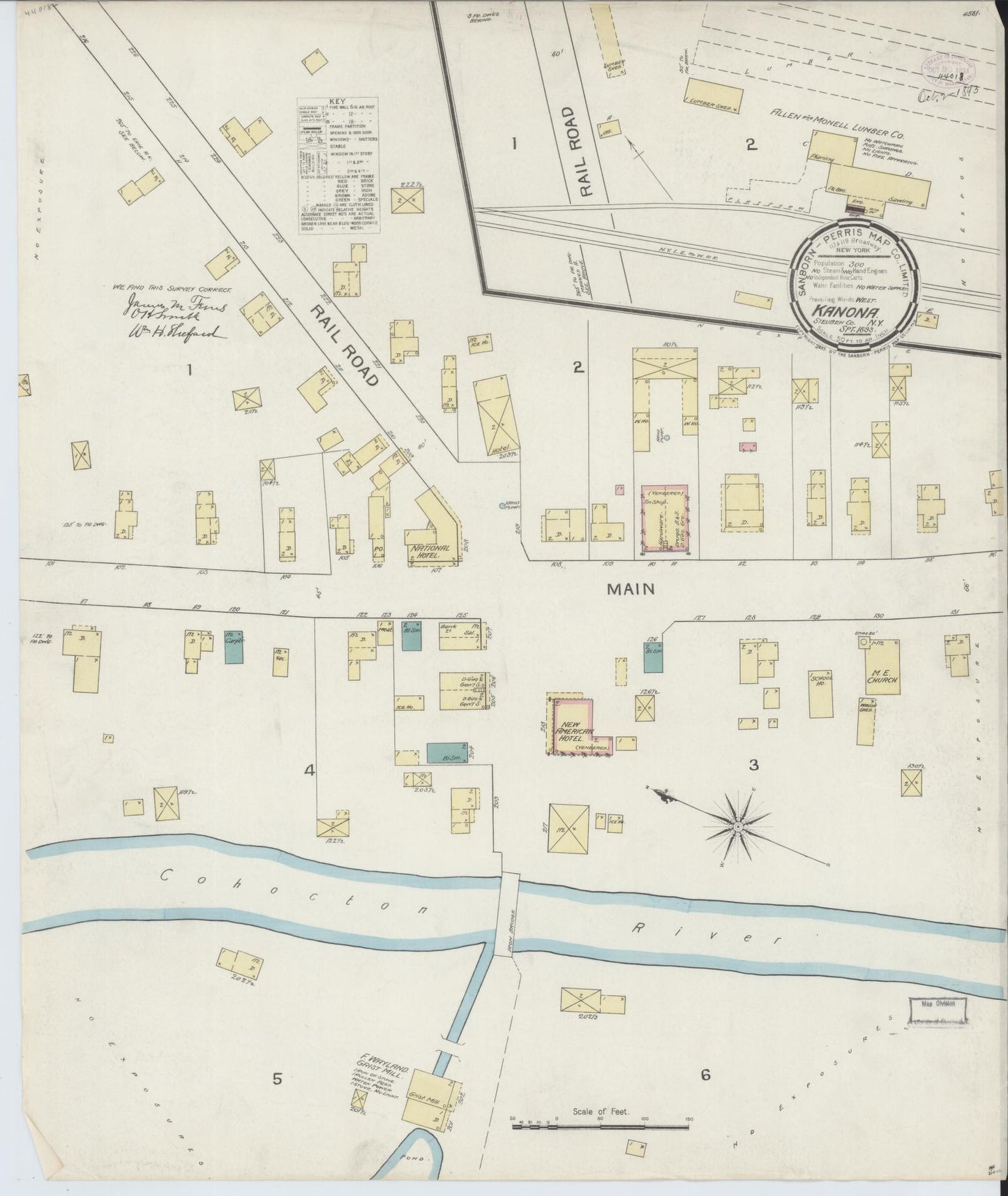 Sanborn Fire Insurance Map from Kanona, Steuben County, New York. (1893) – Historic Sanborn Fire Insurance Map Print