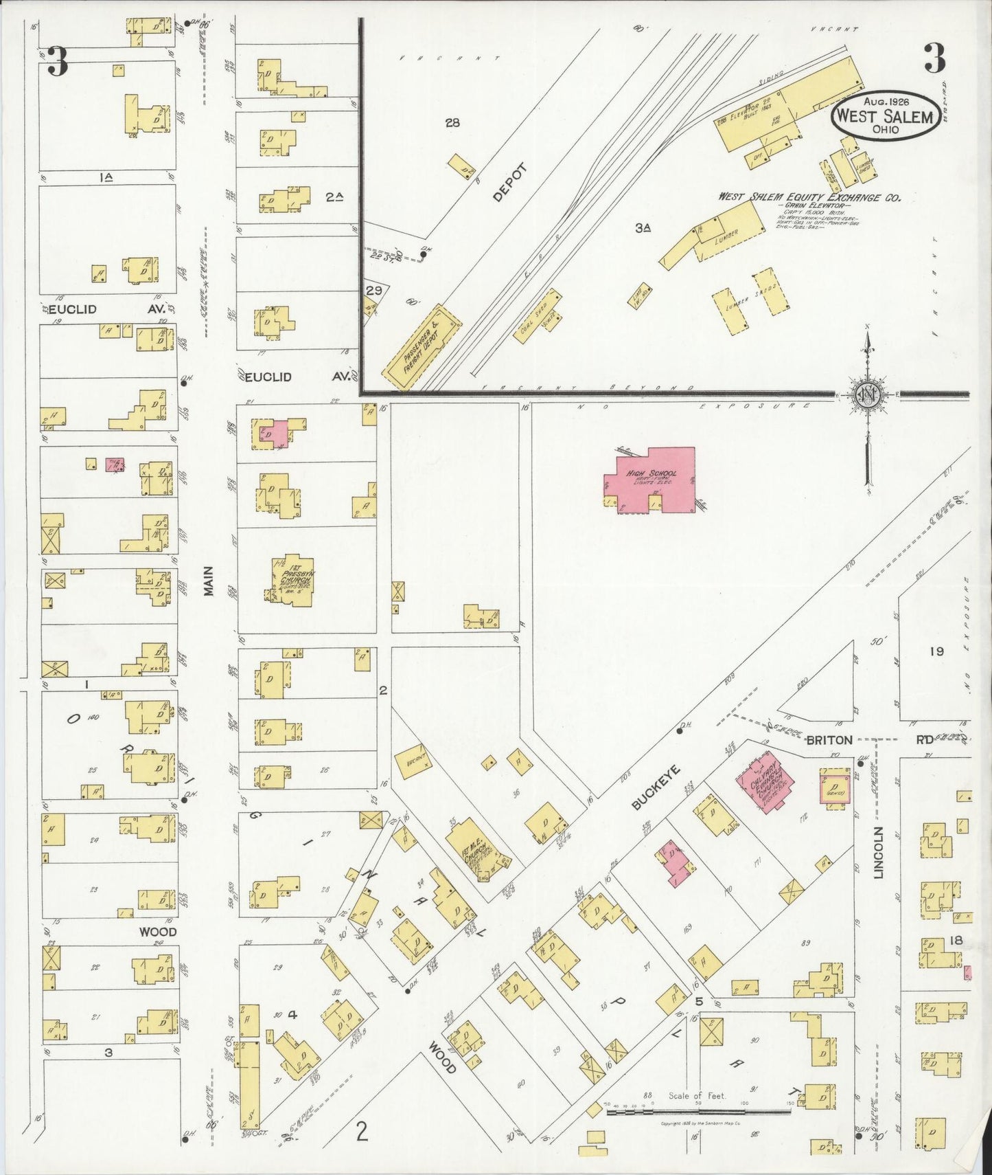 Sanborn Fire Insurance Map from West Salem, Wayne County, Ohio (1926), Sheet #0003 - Complete Map Set gallery image, historic Sanborn map, vintage wall art, Ohio Ohio