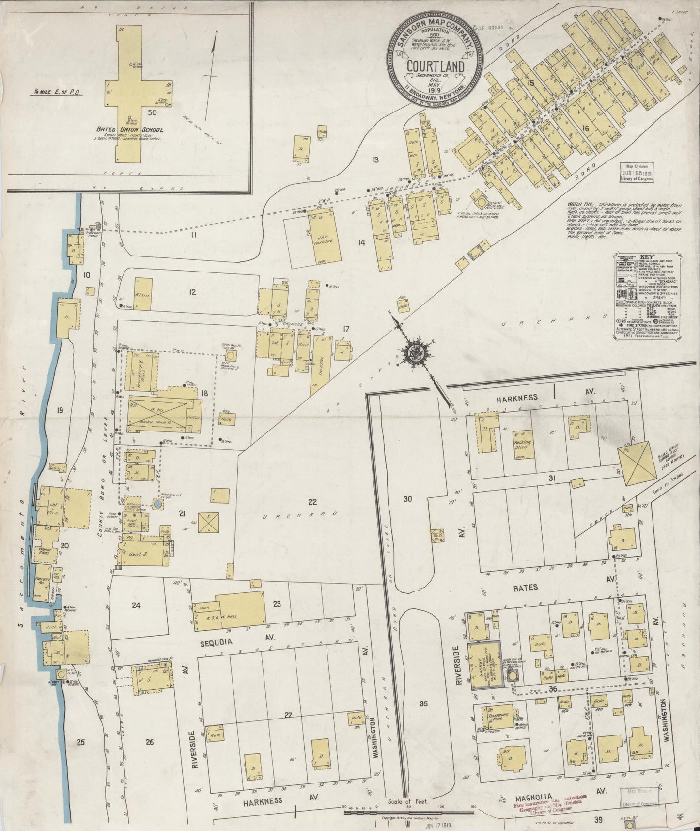 Sanborn Fire Insurance Map from Courtland, Sacramento County, California (1919), Sheet #0001 - Historic Sanborn Fire Insurance Map Print, vintage old map wall art, antique decor, genealogy gift, California California map