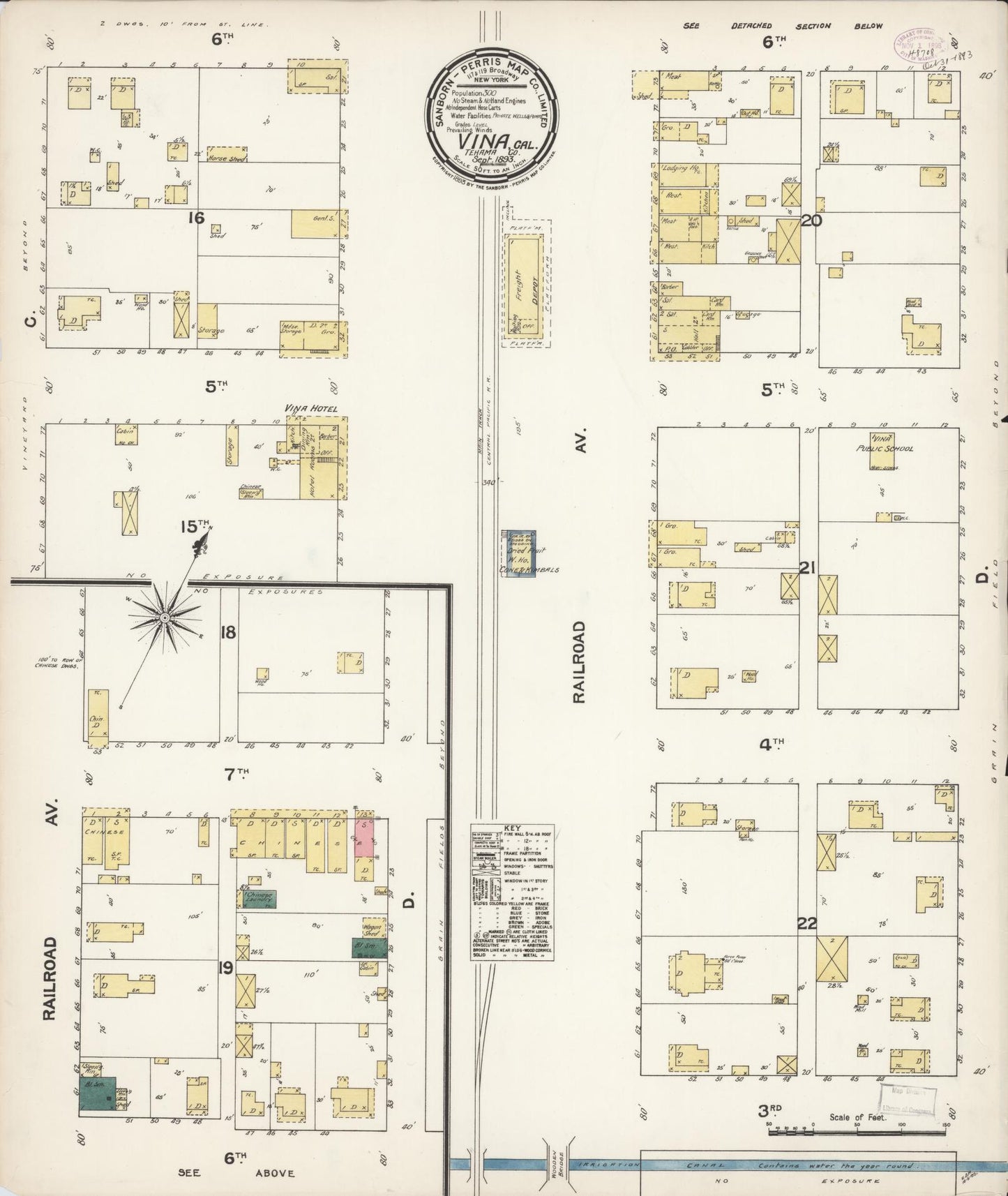 Sanborn Fire Insurance Map from Vina, Tehama County, California. (1893) – Historic Sanborn Fire Insurance Map Print