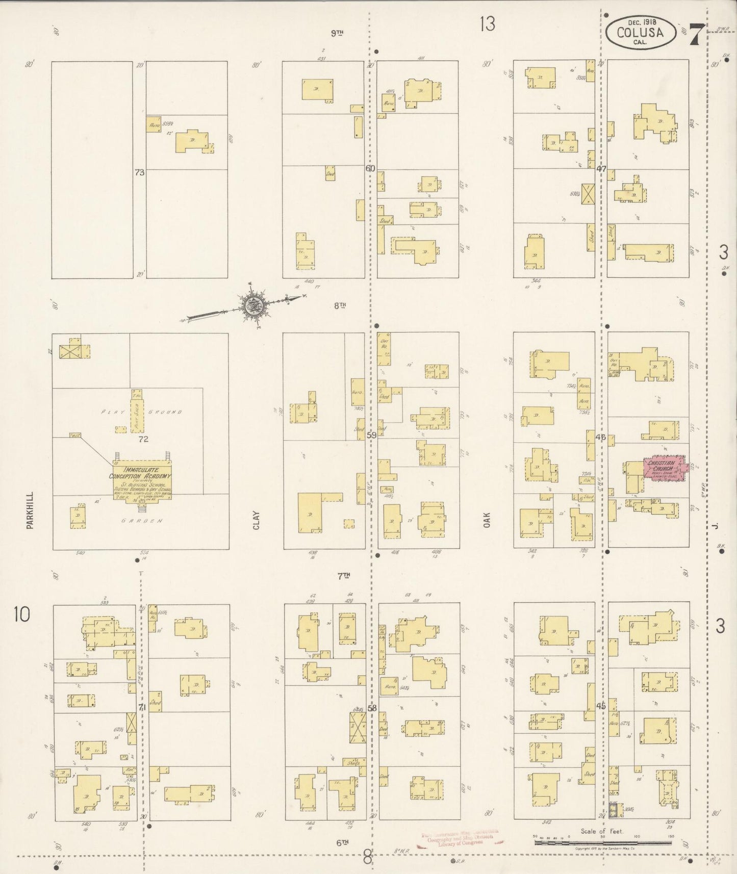 Sanborn Fire Insurance Map from Colusa, Colusa County, California (1918), Sheet #0007 - Historic Sanborn Fire Insurance Map Print, vintage old map wall art, antique decor, genealogy gift, California California map
