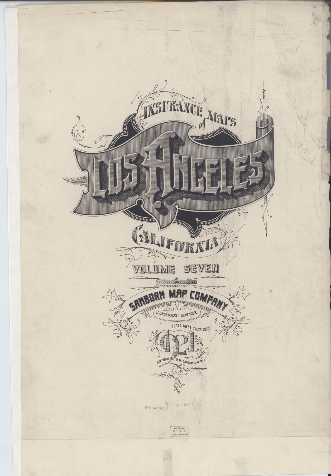 Sanborn Fire Insurance Map from Los Angeles, Los Angeles County, California (1921), Sheet #0001 - Historic Sanborn Fire Insurance Map Print, vintage old map wall art, antique decor, genealogy gift, California California map