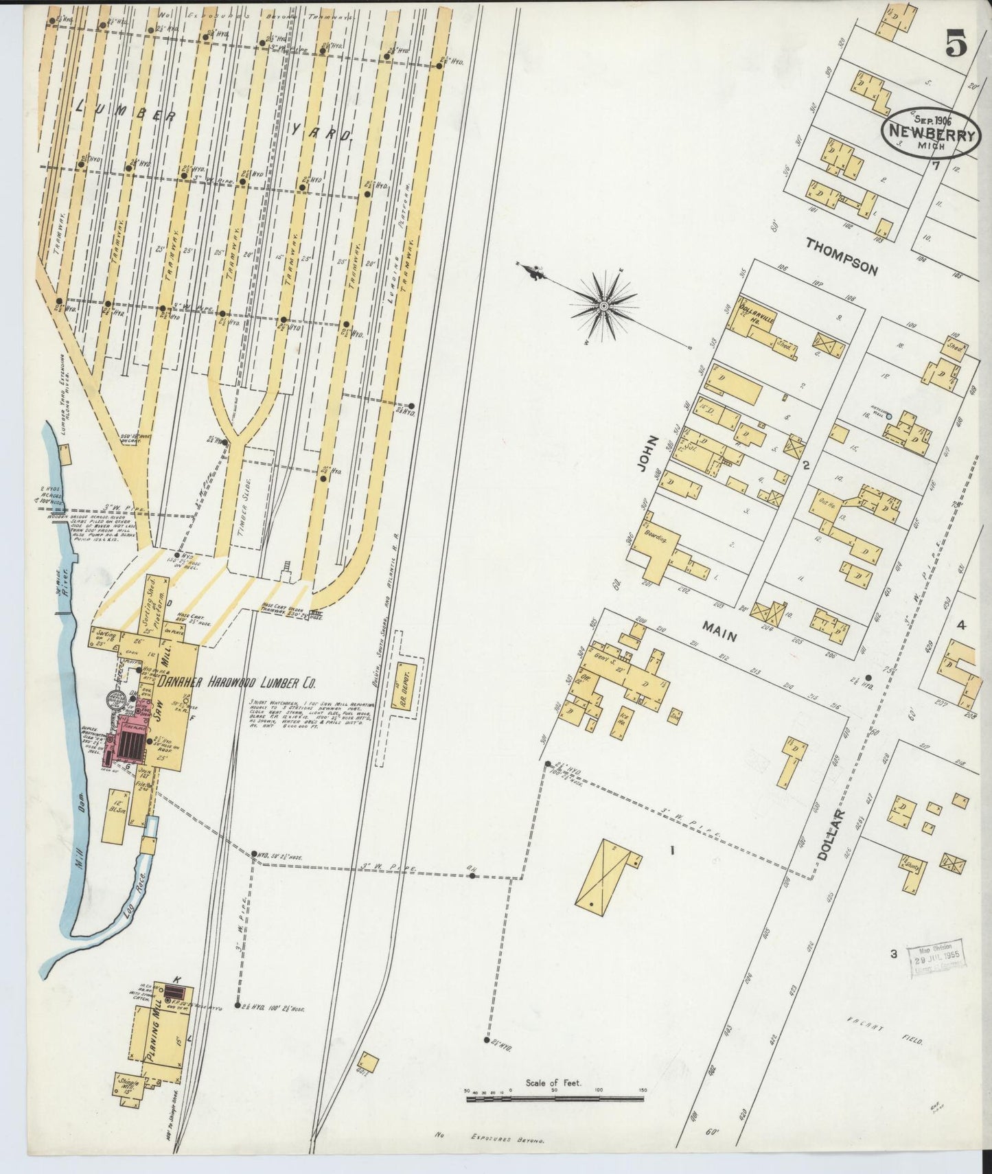 Sanborn Fire Insurance Map from Newberry, Luce County, Michigan (1906), Sheet #0005 - Complete Map Set gallery image, historic Sanborn map, vintage wall art, Michigan Michigan