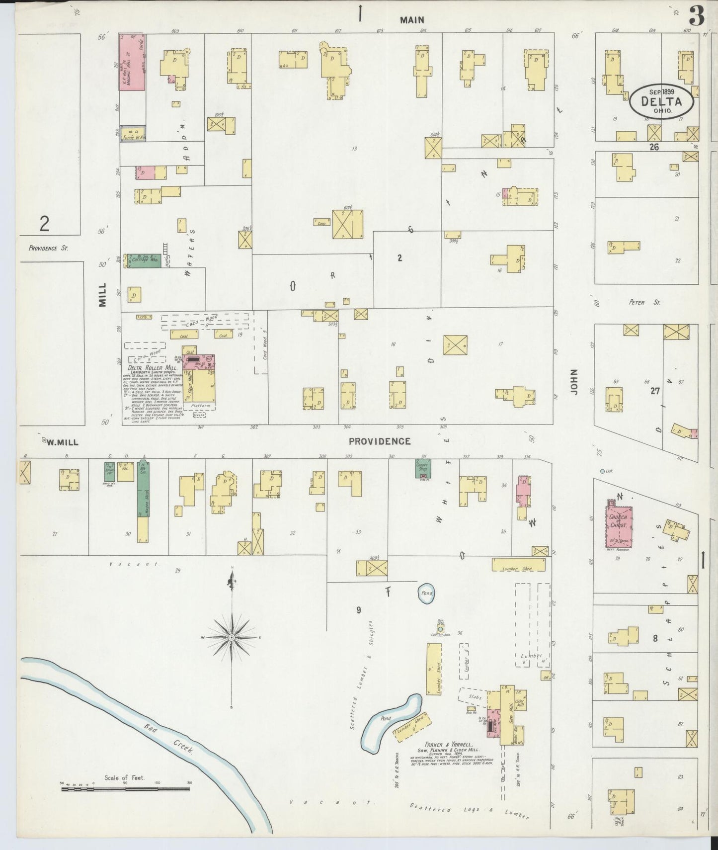Sanborn Fire Insurance Map from Delta, Fulton County, Ohio (1899), Sheet #0003 - Complete Map Set gallery image, historic Sanborn map, vintage wall art, Ohio Ohio