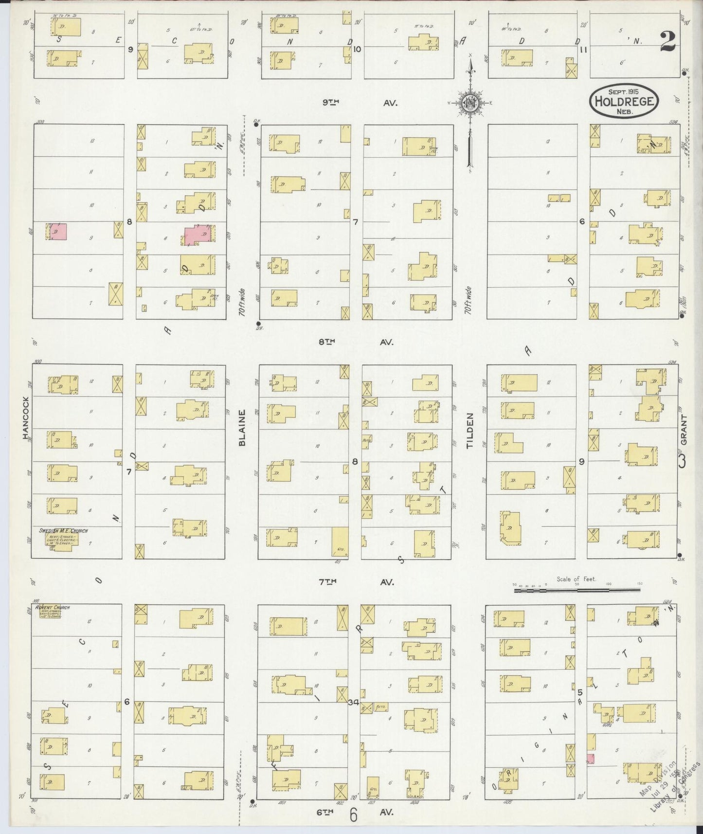 Sanborn Fire Insurance Map from Holdrege, Phelps County, Nebraska (1915), Sheet #0002 - Historic Sanborn Fire Insurance Map Print, vintage old map wall art, antique decor, genealogy gift, Nebraska Nebraska map
