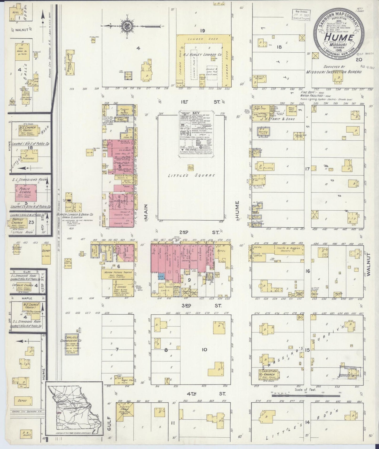 Sanborn Fire Insurance Map from Hume, Bates County, Missouri. (1916) – Historic Sanborn Fire Insurance Map Print