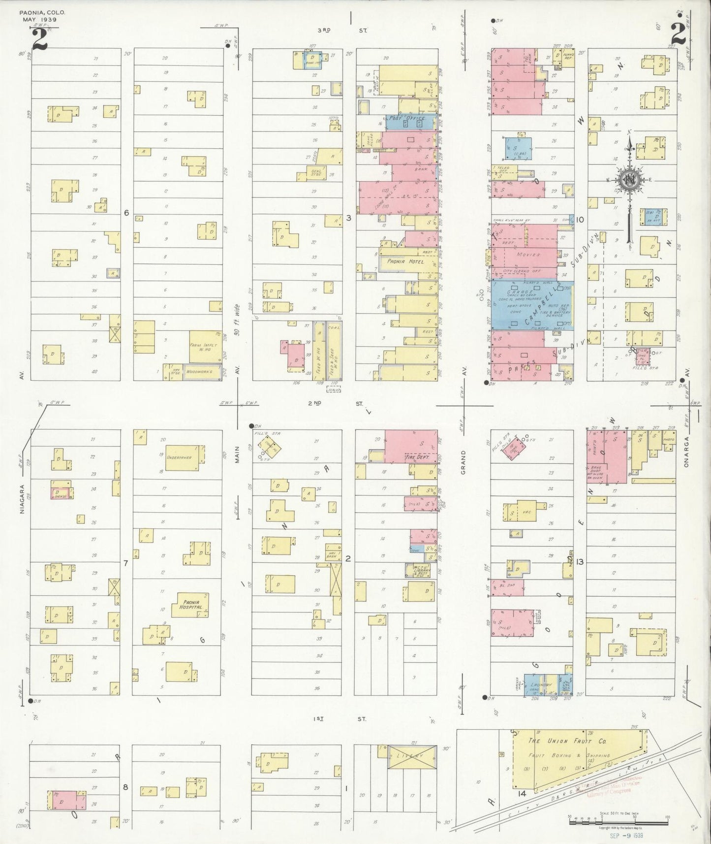 Sanborn Fire Insurance Map from Paonia, Delta County, Colorado (1939), Sheet #0002 - Complete Map Set gallery image, historic Sanborn map, vintage wall art, Colorado Colorado