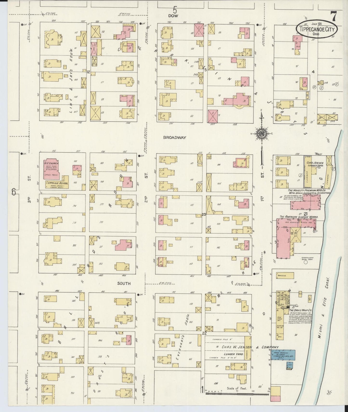 Sanborn Fire Insurance Map from Tipp City, Miami County, Ohio (1911), Sheet #0007 - Complete Map Set gallery image, historic Sanborn map, vintage wall art, Ohio Ohio