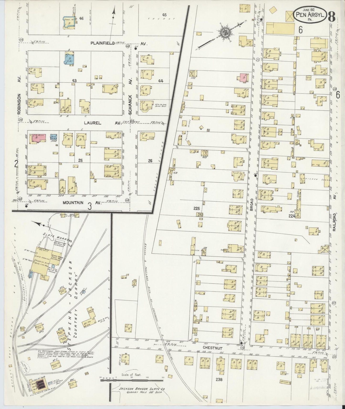 Sanborn Fire Insurance Map from Pen Argyl, Northampton County, Pennsylvania (1912), Sheet #0008 - Complete Map Set gallery image, historic Sanborn map, vintage wall art, Pennsylvania Pennsylvania