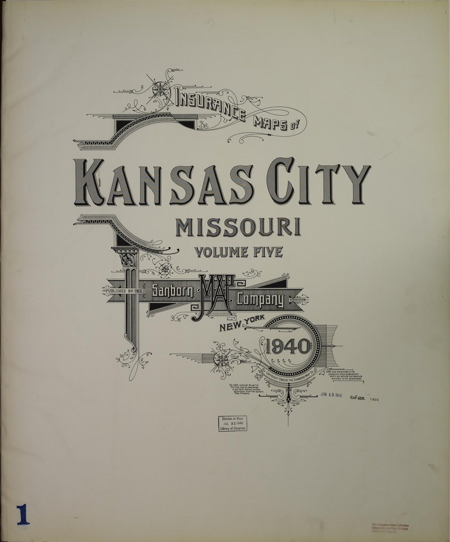 Sanborn Fire Insurance Map from Kansas City, Jackson, Clay, And Platte Counties, Missouri (1940), Sheet #0001 - Complete Map Set gallery image, historic Sanborn map, vintage wall art, Kansas Kansas