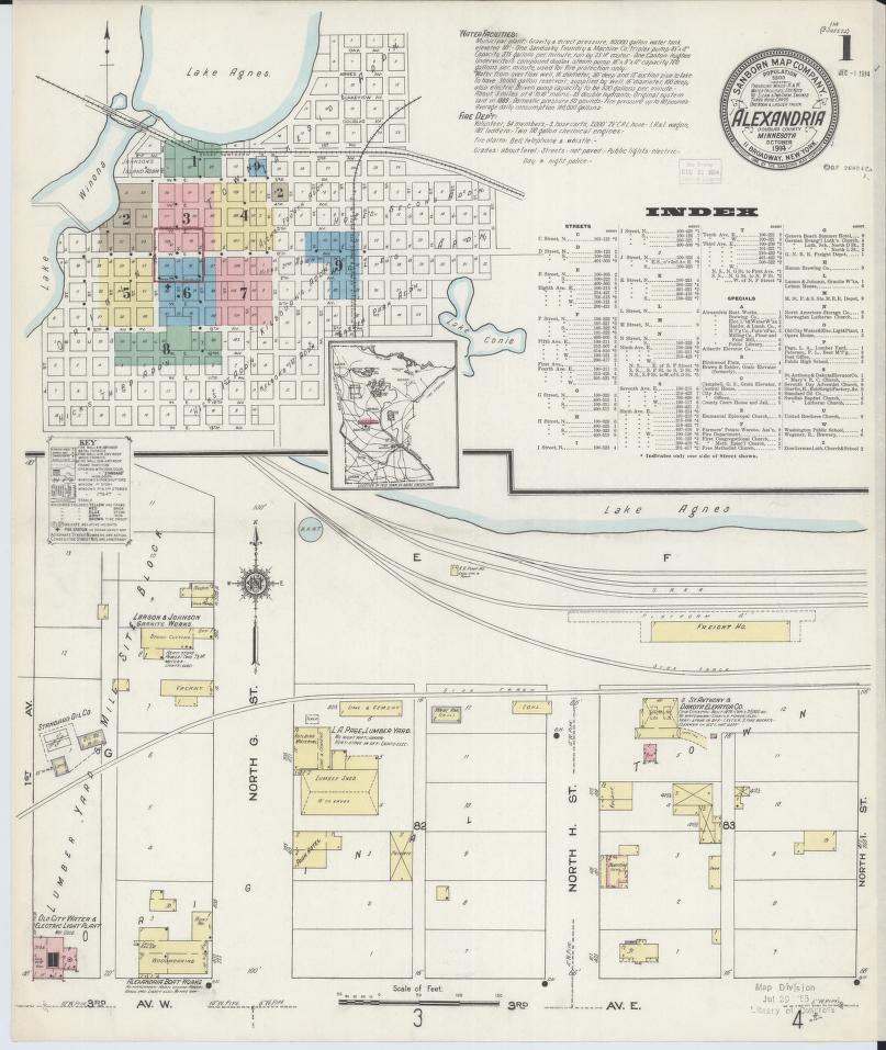 Sanborn Fire Insurance Map from Alexandria, Douglas County, Minnesota. (1914) – Map View