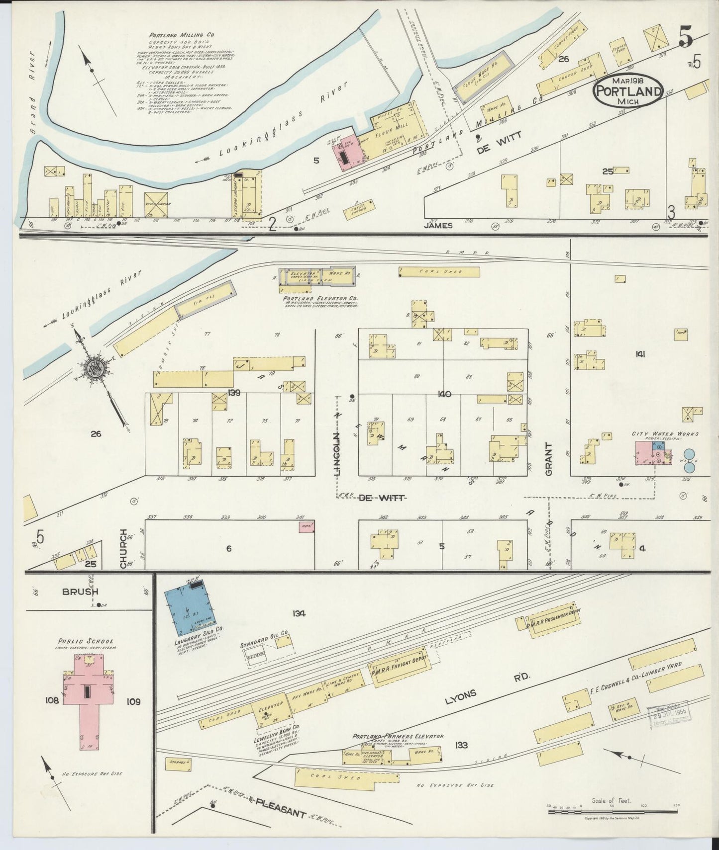 Sanborn Fire Insurance Map from Portland, Ionia County, Michigan (1918), Sheet #0005 - Complete Map Set gallery image, historic Sanborn map, vintage wall art, Michigan Michigan