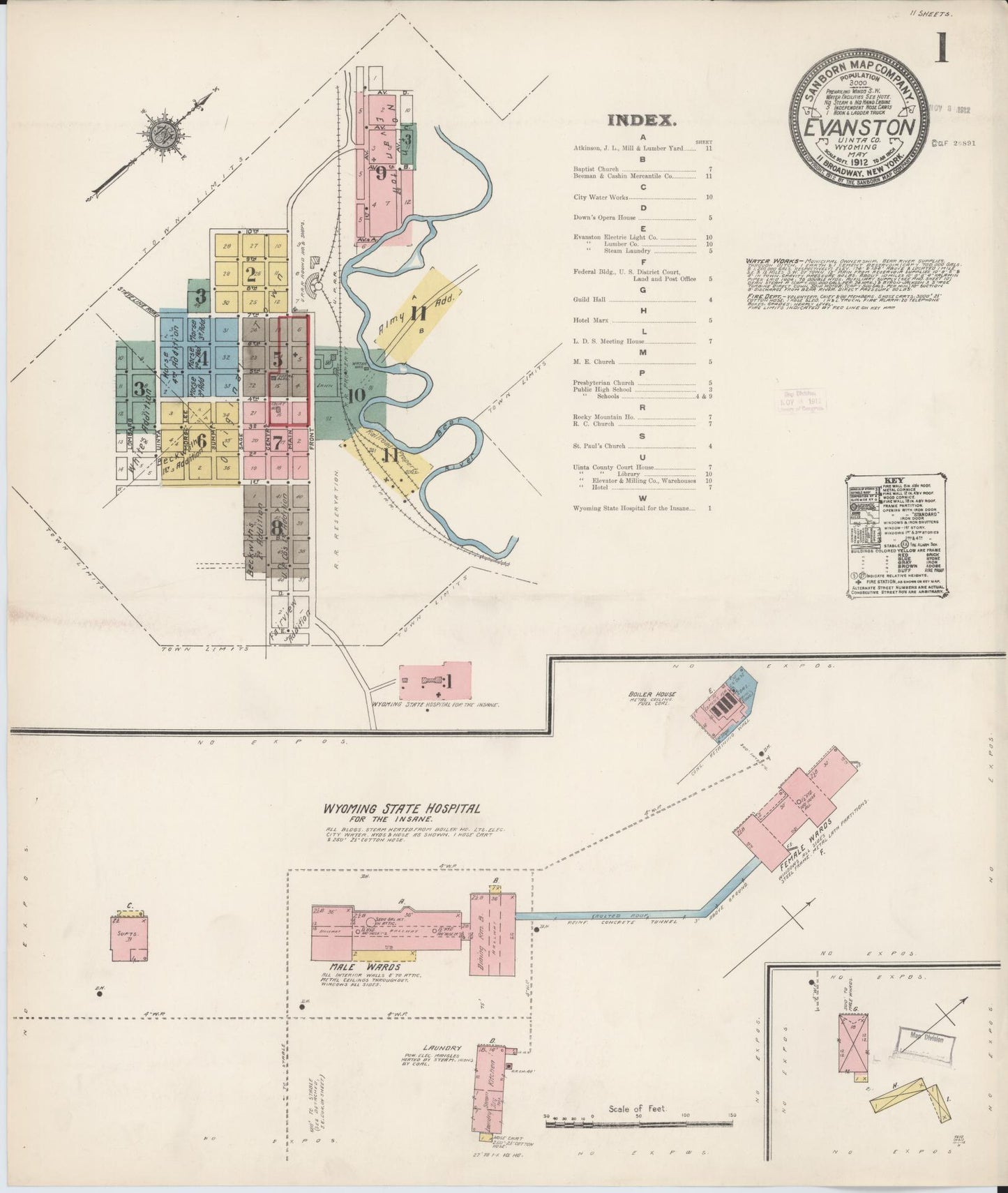 Sanborn Fire Insurance Map from Evanston, Uinta County, Wyoming. (1912) – Historic Sanborn Fire Insurance Map Print