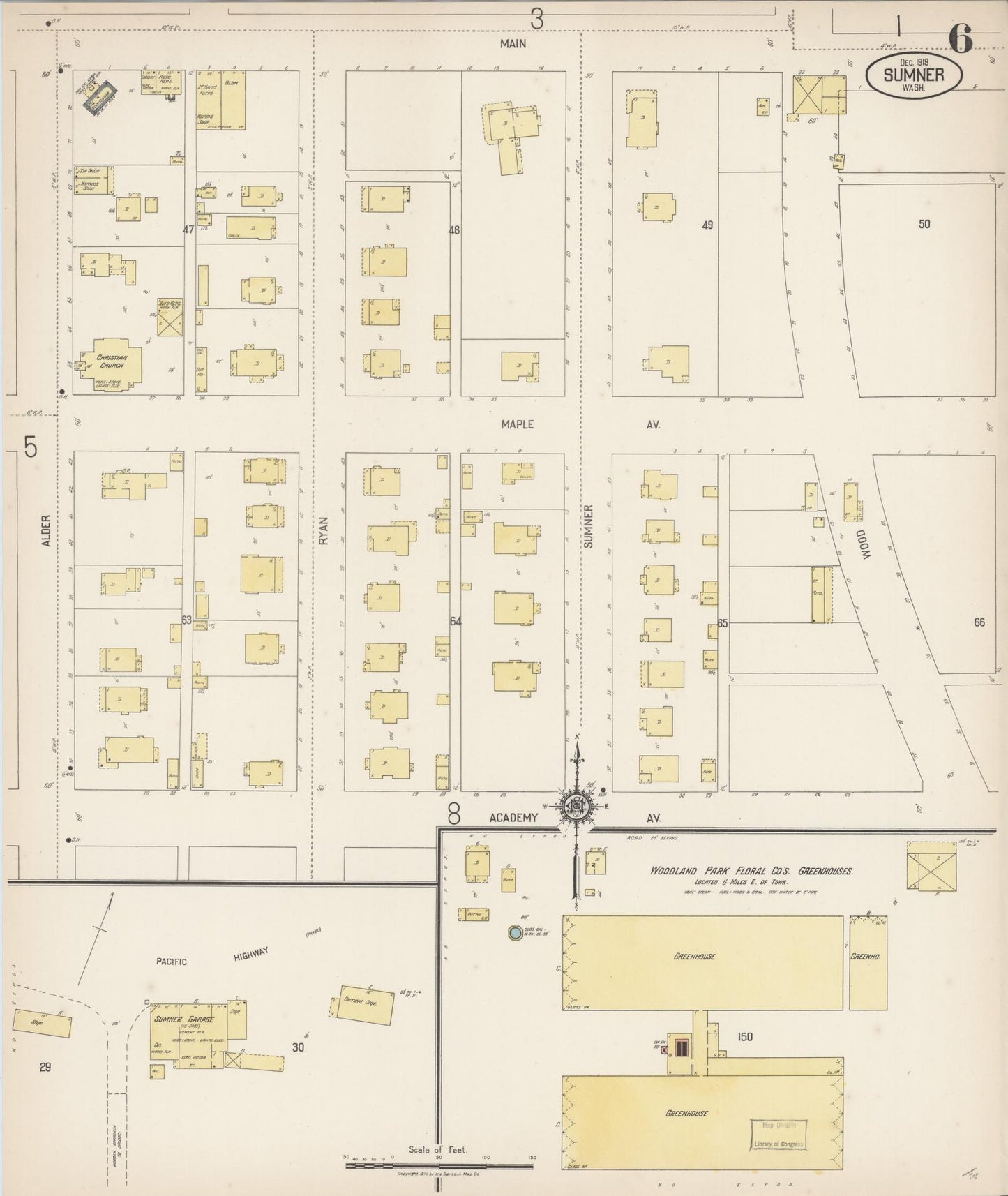 Sanborn Fire Insurance Map from Sumner, Pierce County, Washington (1919), Sheet #0006 - Historic Sanborn Fire Insurance Map Print, vintage old map wall art, antique decor, genealogy gift, Washington Washington map