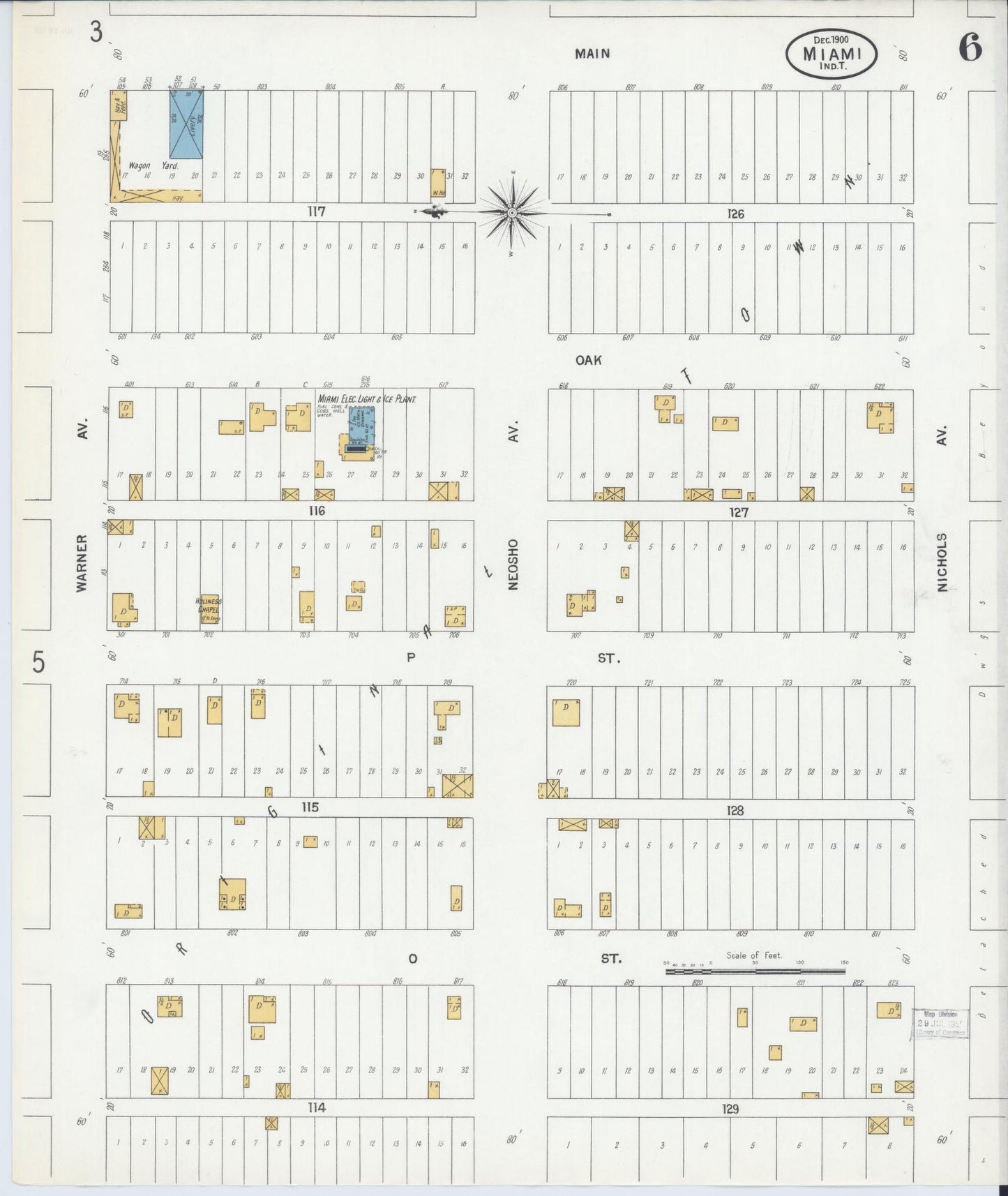 Sanborn Fire Insurance Map from Miami, Ottawa County, Oklahoma (1900), Sheet #0006 - Complete Map Set gallery image, historic Sanborn map, vintage wall art, Oklahoma Oklahoma