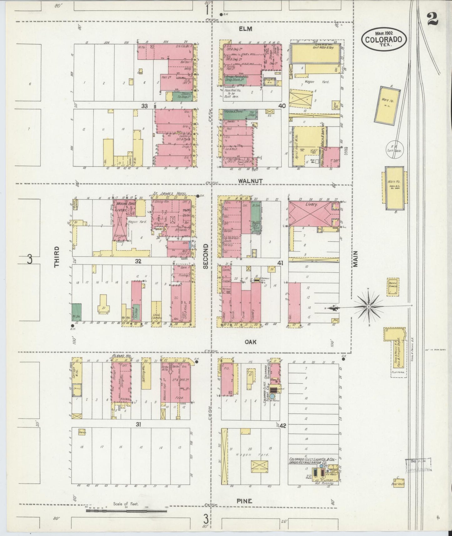 Sanborn Fire Insurance Map from Colorado, Mitchell County, Texas (1902), Sheet #0002 - Historic Sanborn Fire Insurance Map Print, vintage old map wall art, antique decor, genealogy gift, Colorado Colorado map