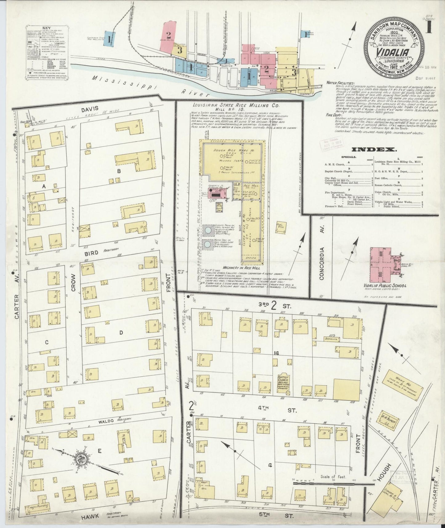 Sanborn Fire Insurance Map from Vidalia, Concordia Parish, Louisiana. (1912) – Historic Sanborn Fire Insurance Map Print