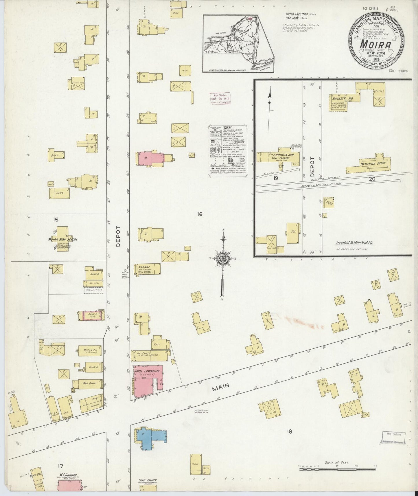 Sanborn Fire Insurance Map from Moira, Franklin County, New York. (1915) – Historic Sanborn Fire Insurance Map Print