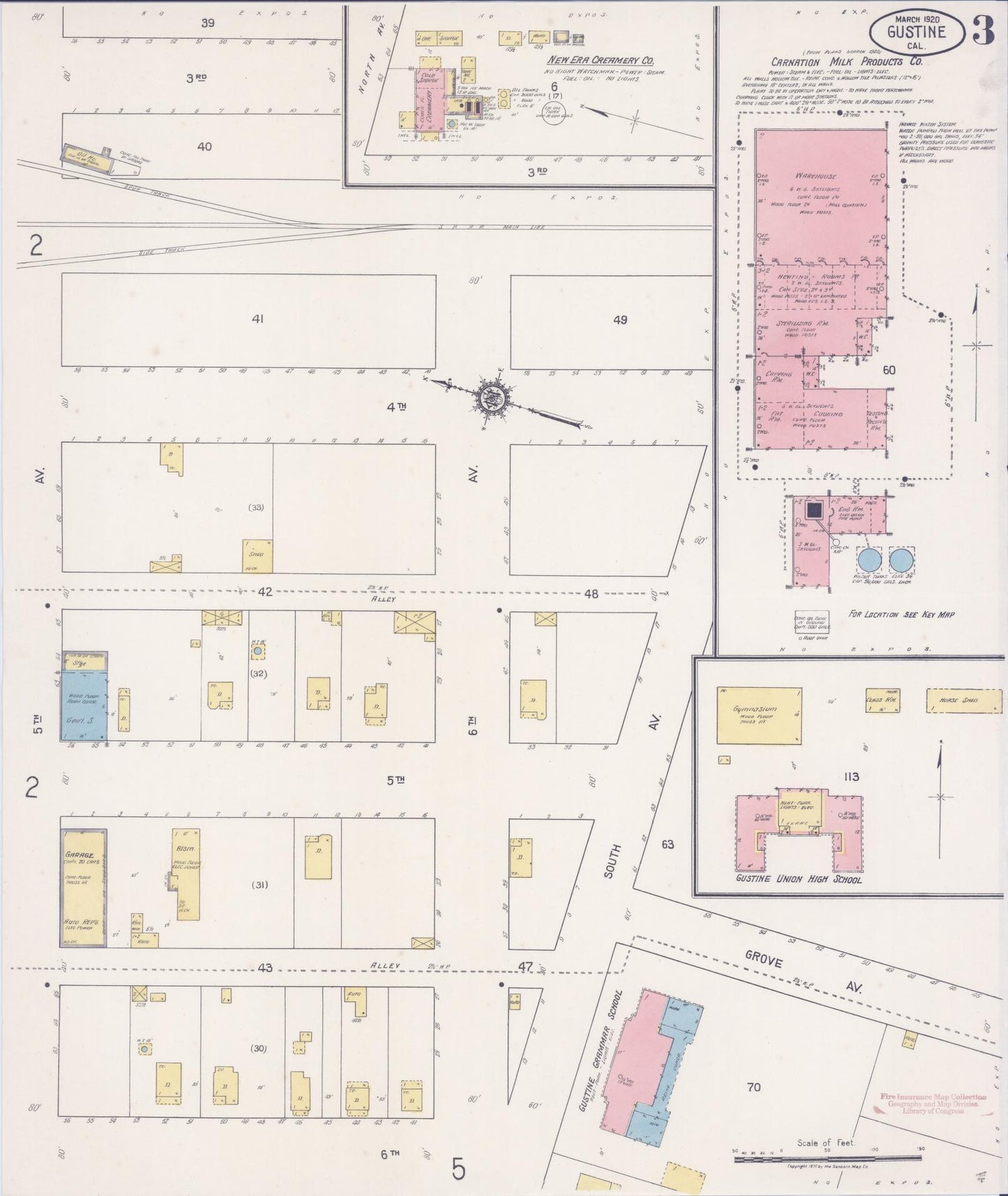 Sanborn Fire Insurance Map from Gustine, Merced County, California (1920), Sheet #0003 - Historic Sanborn Fire Insurance Map Print, vintage old map wall art, antique decor, genealogy gift, California California map