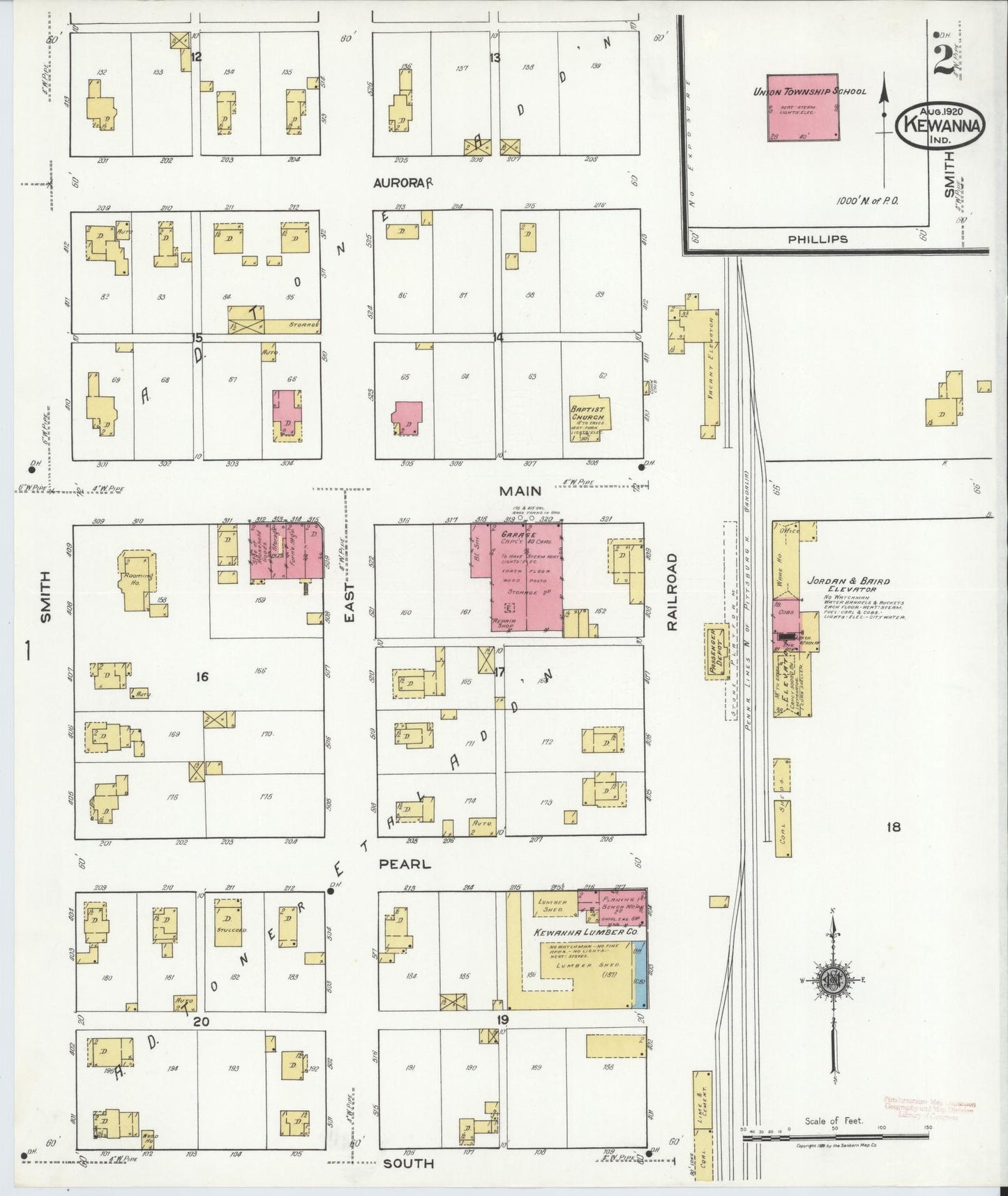 Sanborn Fire Insurance Map from Kewanna, Fulton County, Indiana (1920), Sheet #0002 - Complete Map Set gallery image, historic Sanborn map, vintage wall art, Indiana Indiana