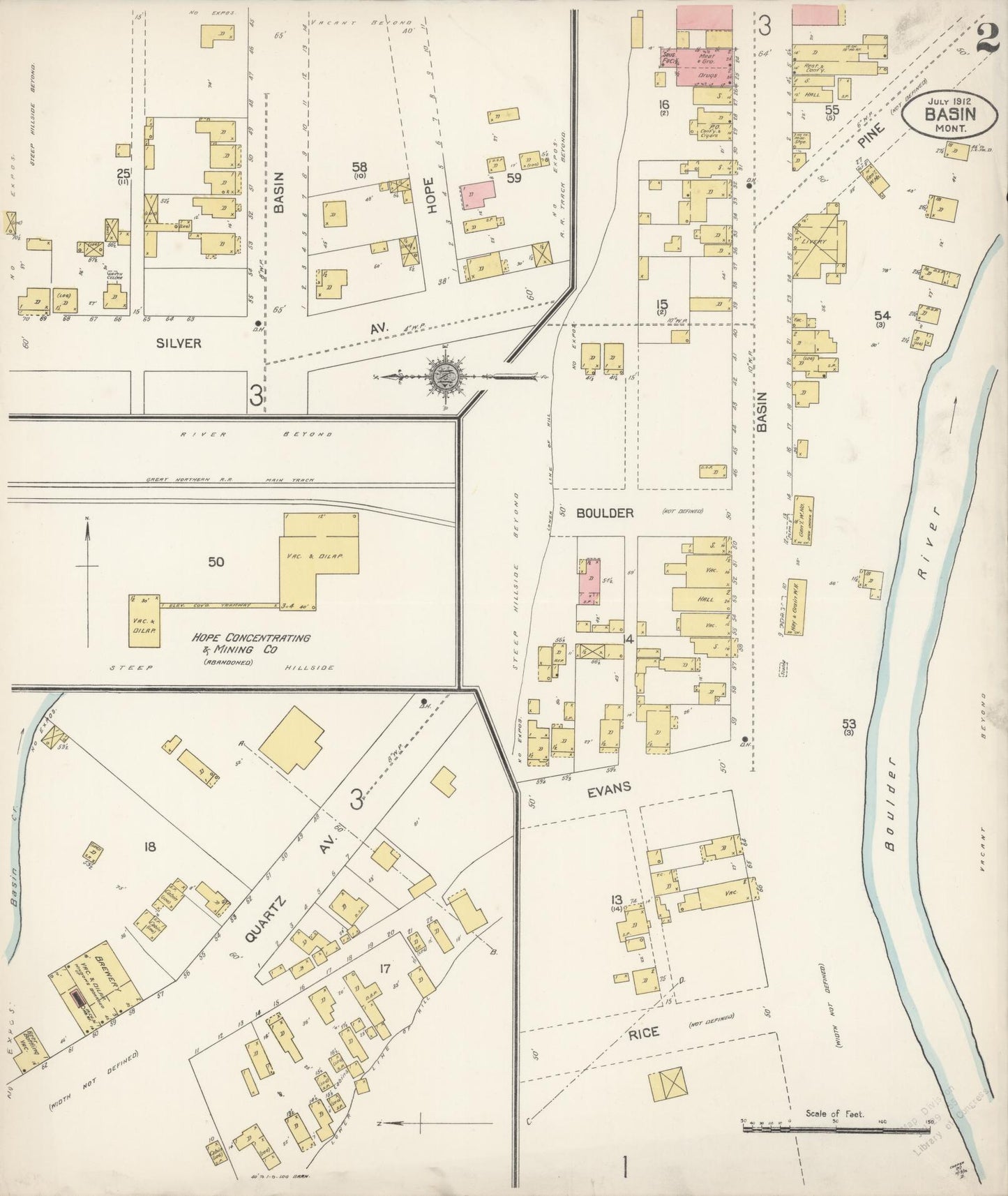 Sanborn Fire Insurance Map from Basin, Jefferson County, Montana (1912), Sheet #0002 - Historic Sanborn Fire Insurance Map Print, vintage old map wall art, antique decor, genealogy gift, Montana Montana map