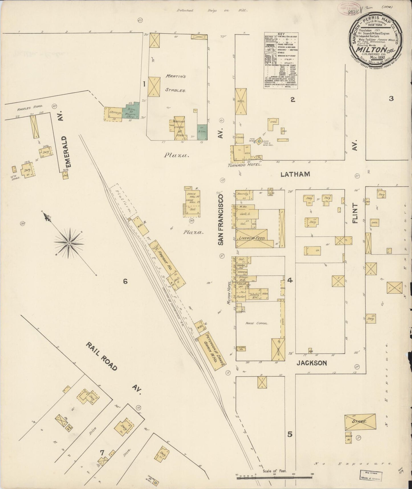 Sanborn Fire Insurance Map from Milton, Calaveras County, California (1890), Sheet #0001 - Historic Sanborn Fire Insurance Map Print, vintage old map wall art, antique decor, genealogy gift, California California map
