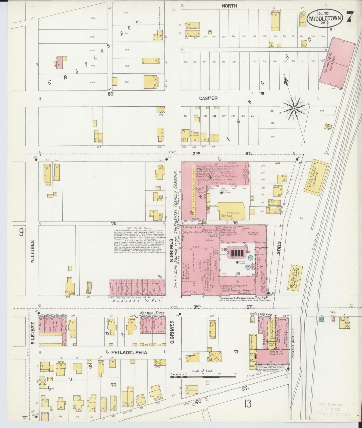 Sanborn Fire Insurance Map from Middletown, Butler County, Ohio (1901), Sheet #0007 - Historic Sanborn Fire Insurance Map Print, vintage old map wall art, antique decor, genealogy gift, Ohio Ohio map