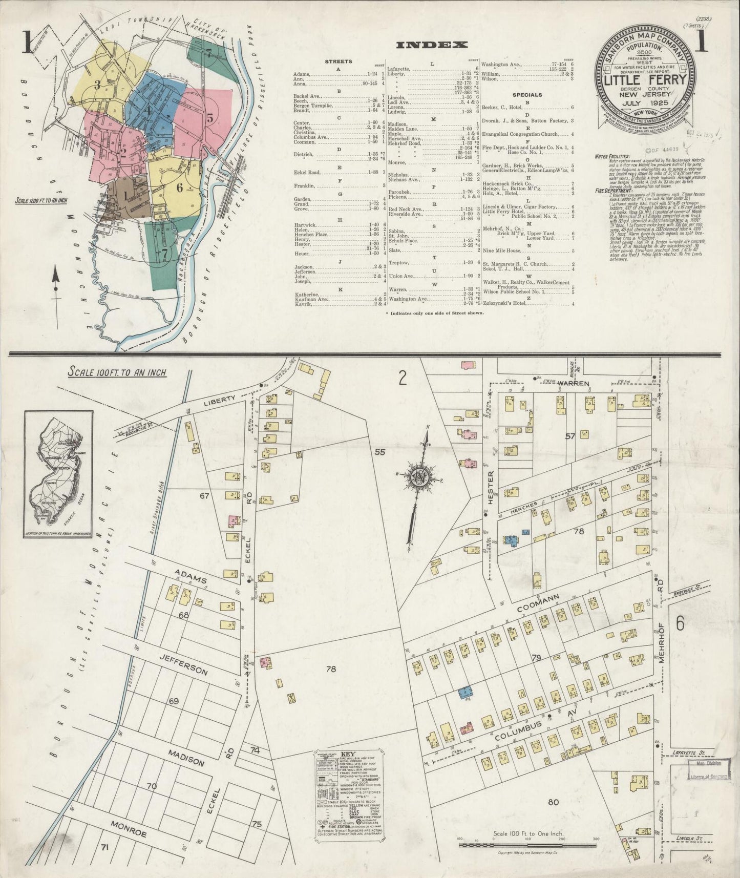 Sanborn Fire Insurance Map from Little Ferry, Bergen County, New Jersey. (1925) – Historic Sanborn Fire Insurance Map Print
